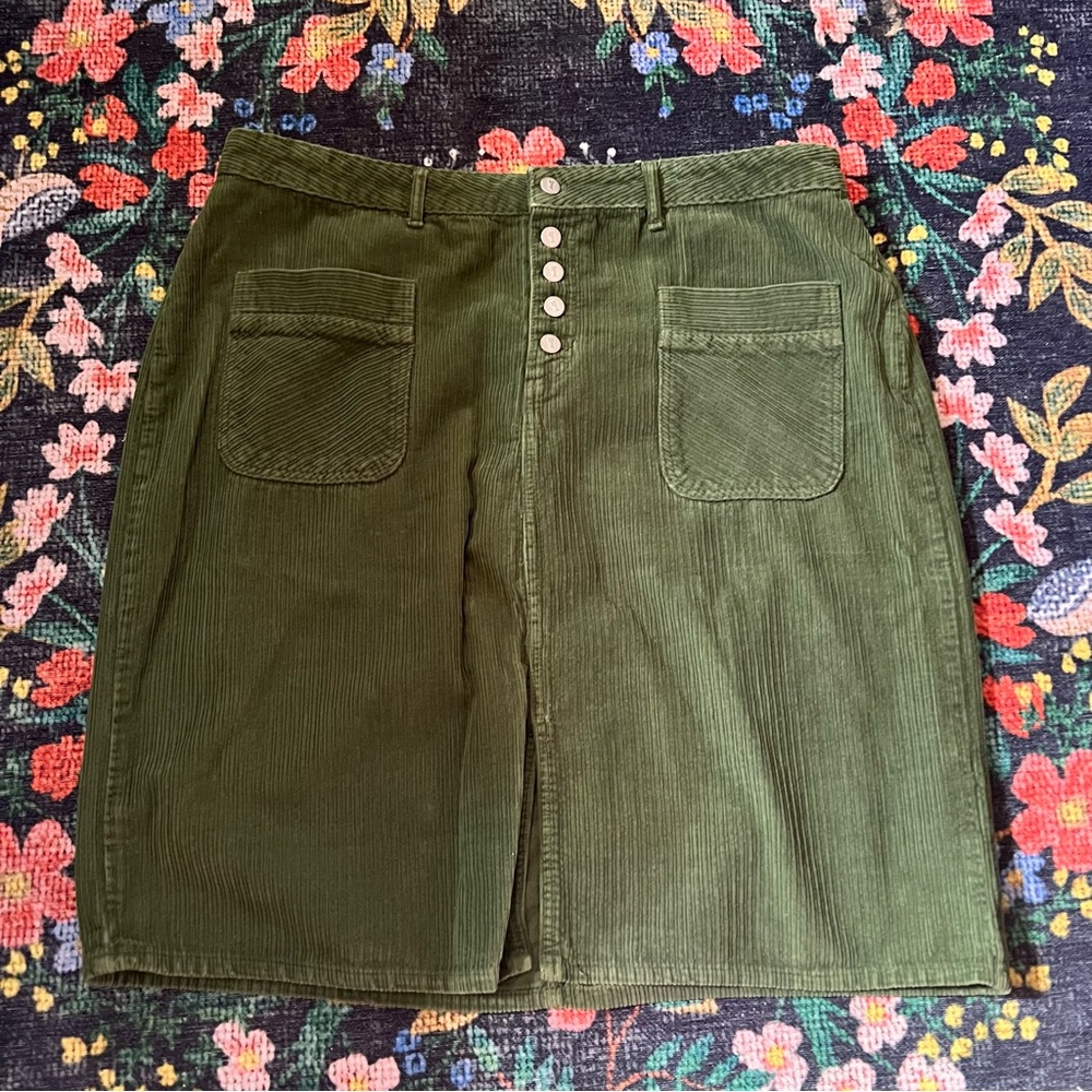 Green corduroy skirt